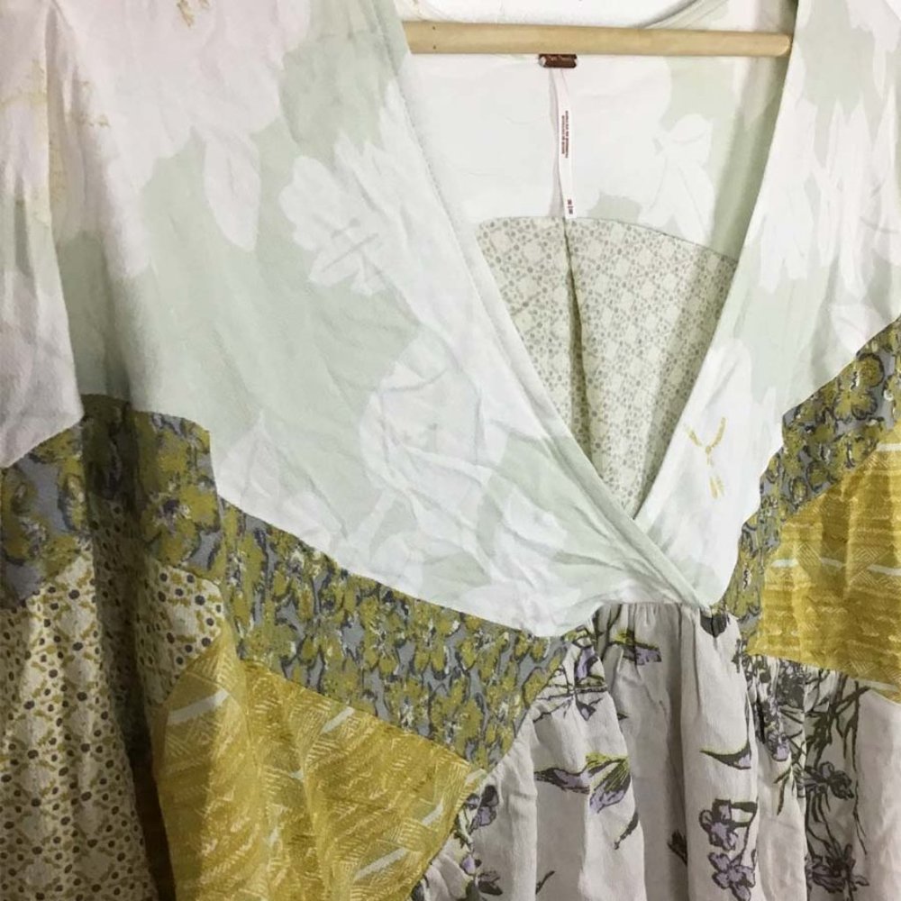 Free People Aloha State Of Mind Peasant Green Tea Top - Picture 5 of 10
